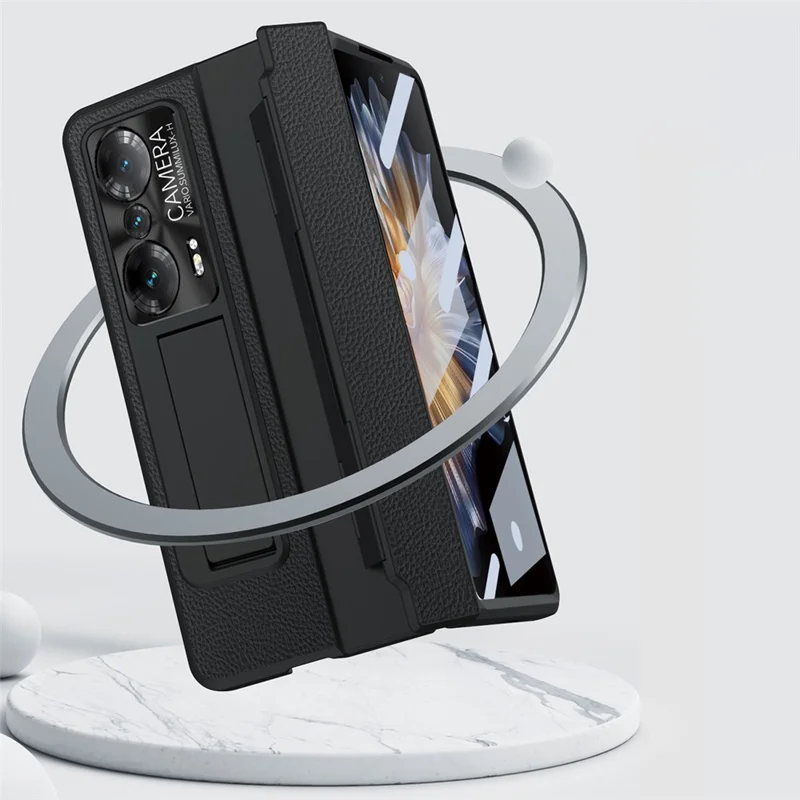 Drop-proof Phone Case For Honor Magic Vs Ultimate 5G / Magic Vs 5G, Hinge Protection PC Back Cover with Tempered Glass Screen Film -  Gold / Black