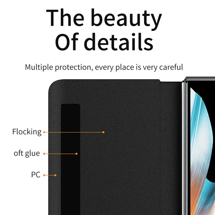 For Honor Magic Vs Ultimate 5G / Magic Vs 5G View Window Litchi Texture PU Leather Case Foldable Stand Cover with Pen Slot and Stylus Pen - Red