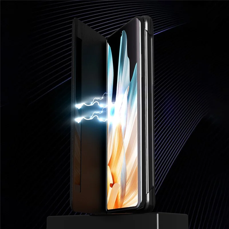 Til Honor Magic Vs Ultimate 5G / Magic Vs 5G View Window Litchi-struktur PU-læderetui med foldbar stående kant og penneholder med stiluspen - Blå