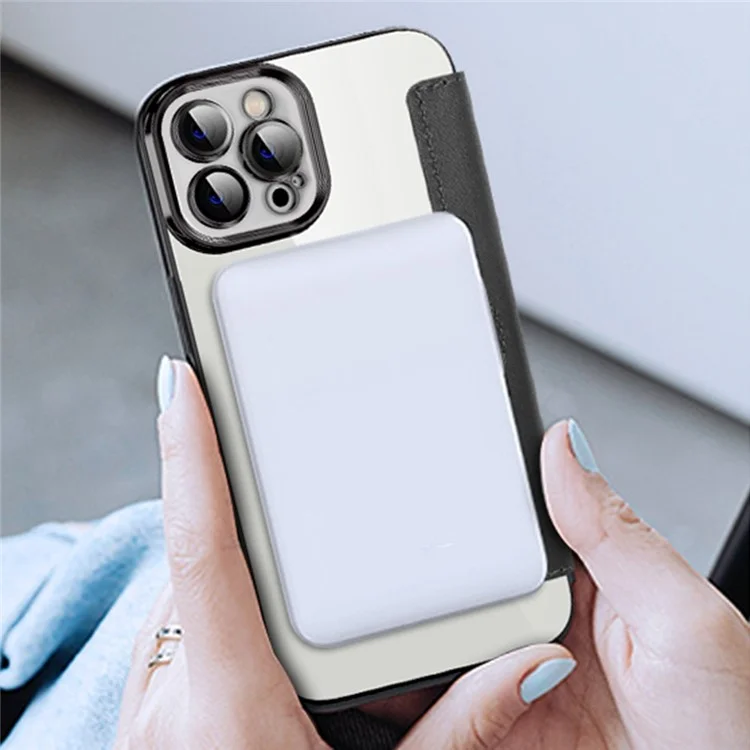 Phone Cover for iPhone 12 Pro 6.1 inch, Compatible with MagSafe RFID Blocking Card Slots Well-protected PU Leather+TPU Electroplating Clear Back Flip Case with Lens Film - Black