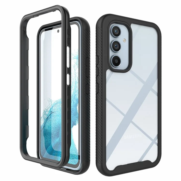 For Samsung Galaxy A54 5G Scratch Proof Hard Acrylic + PC + Soft TPU Phone Case Clear Back Cover - Black