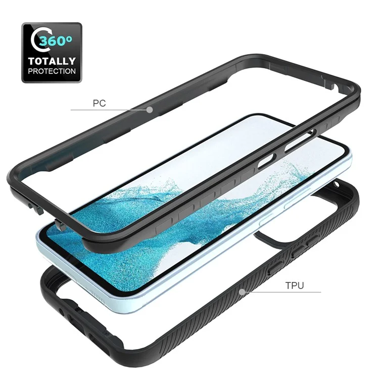 For Samsung Galaxy A54 5G Scratch Proof Hard Acrylic + PC + Soft TPU Phone Case Clear Back Cover - Black