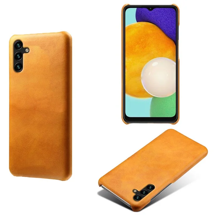 Für Samsung Galaxy A14 5G / A14 4G Handy Cover Kratzfeste Kalbsleder-Textur PU-Leder-beschichtete PC-Handyhülle - Orange