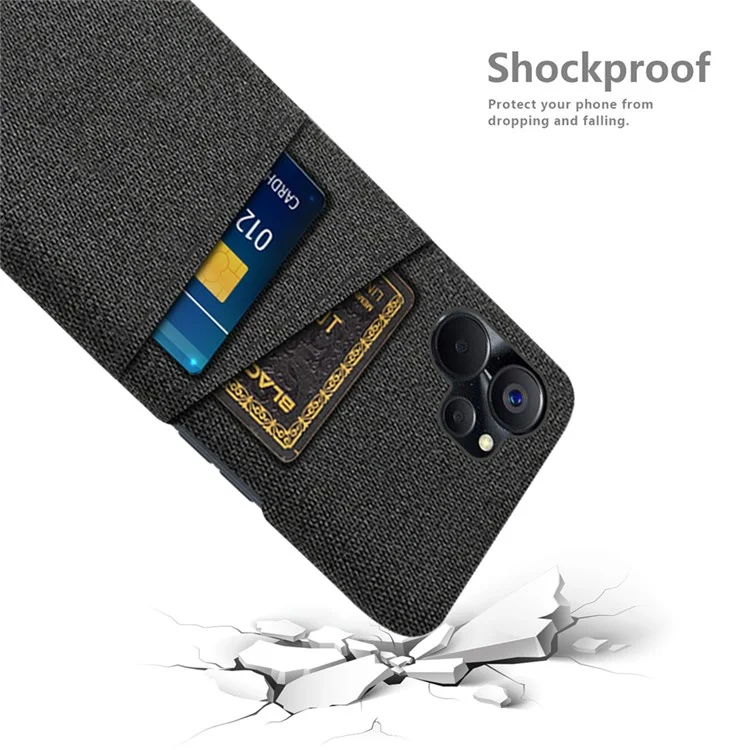 Para Realme 10 5G / 9i 5G Anti-Drop Cloth Texture Dual Card Slots Hard PC Cover Protection Phone Case - Black
