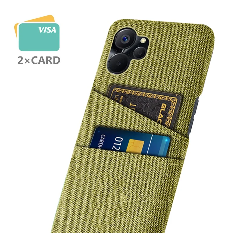 For Realme 10 5G / 9i 5G Anti-Drop Cloth Texture Dual Card Slots Hard PC Cover Protection Phone Case - Yellow