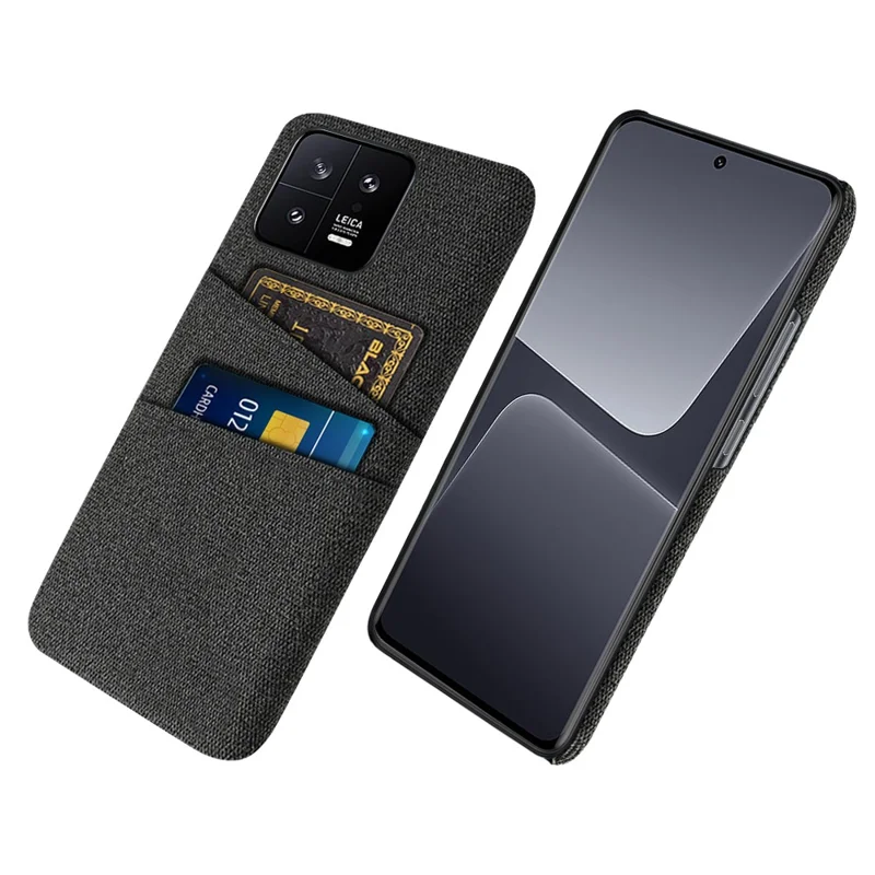 For Xiaomi 13 5G Cloth Texture Dual Card Slots PC Case Anti-scratch Phone Protective Cover - Black