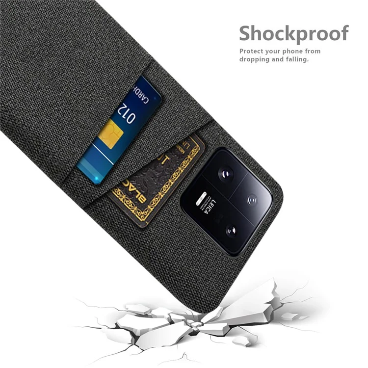 Per Xiaomi 13 Pro 5G Cloth Texture Dual Card Slots Phone Case Drop-proof Back Cover - Nero