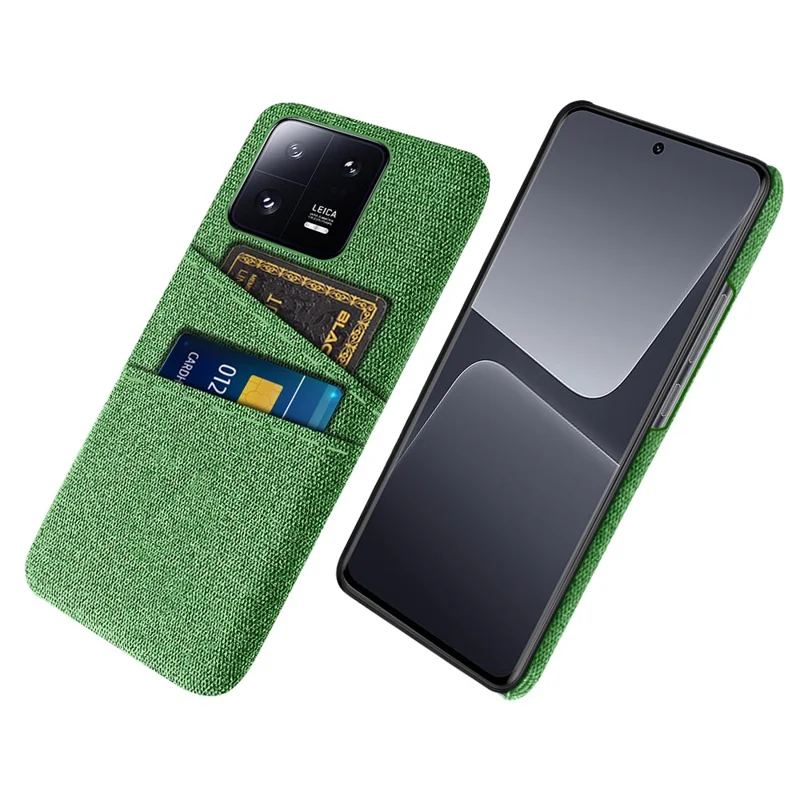 For Xiaomi 13 Pro 5G Cloth Texture Dual Card Slots Phone Case Drop-proof Back Cover - Green
