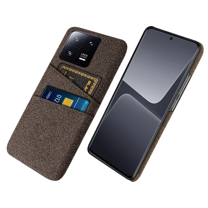 For Xiaomi 13 Pro 5G Cloth Texture Dual Card Slots Phone Case Drop-proof Back Cover - Brown