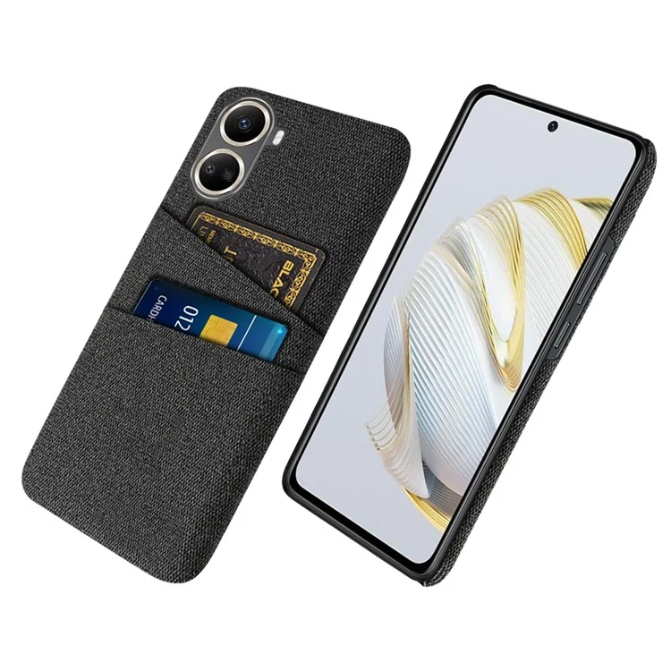 For Huawei nova 10 SE 4G Cloth Texture Dual Card Slots Protective Case Shockproof Cell Phone Cover - Black