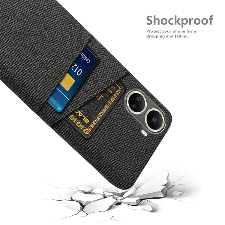 For Huawei nova 10 SE 4G Cloth Texture Dual Card Slots Protective Case Shockproof Cell Phone Cover - Black