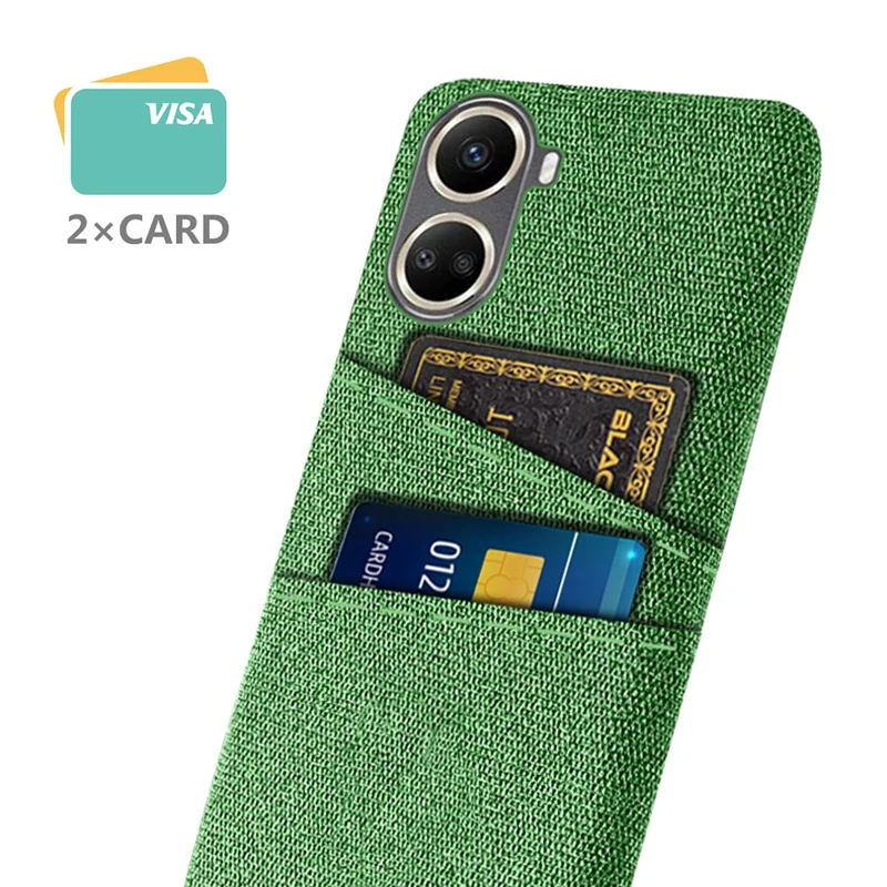 For Huawei nova 10 SE 4G Cloth Texture Dual Card Slots Protective Case Shockproof Cell Phone Cover - Green