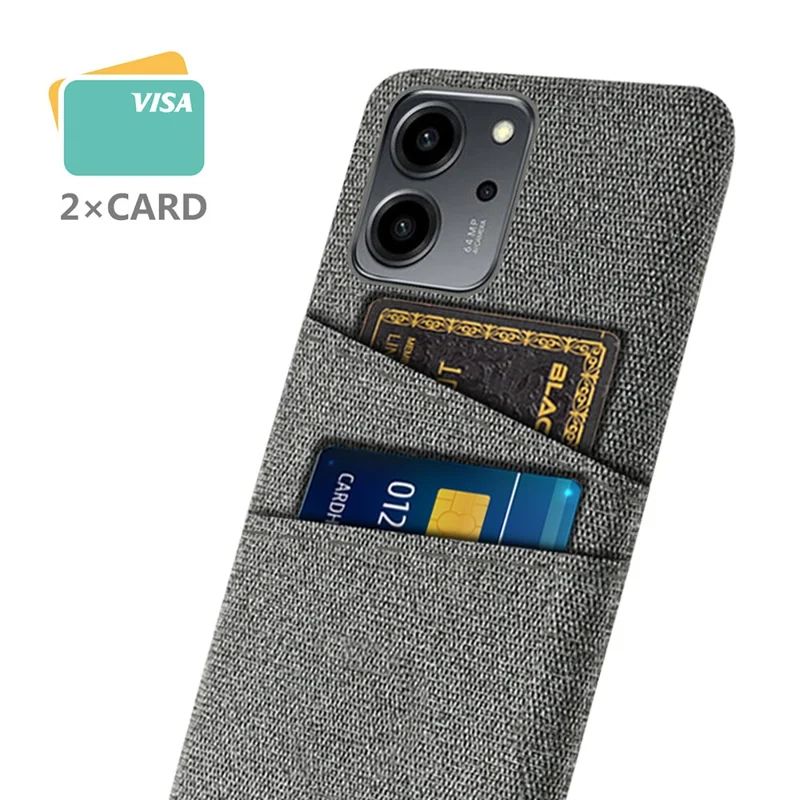 For Honor 80 SE 5G Cloth Texture Phone Case Dual Card Slots Well-protected Hard PC Back Cover - Grey