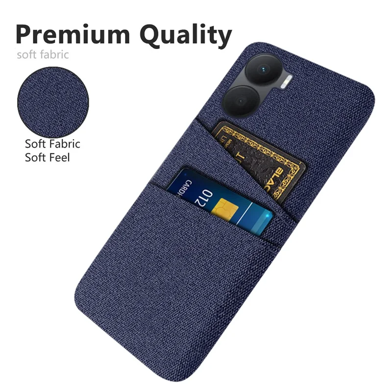 For Honor Play 40 Plus 5G Cloth Texture Phone Case Dual Card Slots Shockproof Hard PC Cover - Blue
