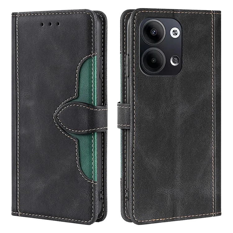 Pour Oppo Reno9 5G / Reno9 Pro 5G Pat-hat Moteur Magnetine Clasp PU PU Cuir Téléphone Téléphone Skin-touch Feed Solt Couvercle - Noir