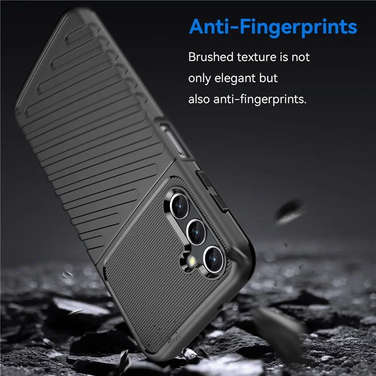 Para Samsung Galaxy A14 5G / 4G Thunder Series Twill Texture Thickened TPU Phone Case Anti-drop Protection Smartphone Cover - Preto