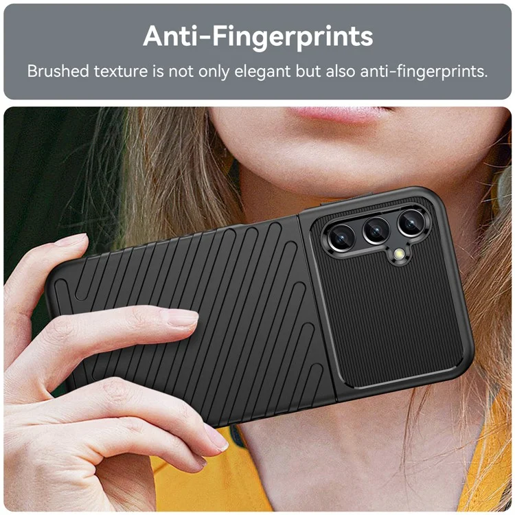Para Samsung Galaxy A14 5G / 4G Thunder Series Twill Texture Thickened TPU Phone Case Anti-drop Protection Smartphone Cover - Preto