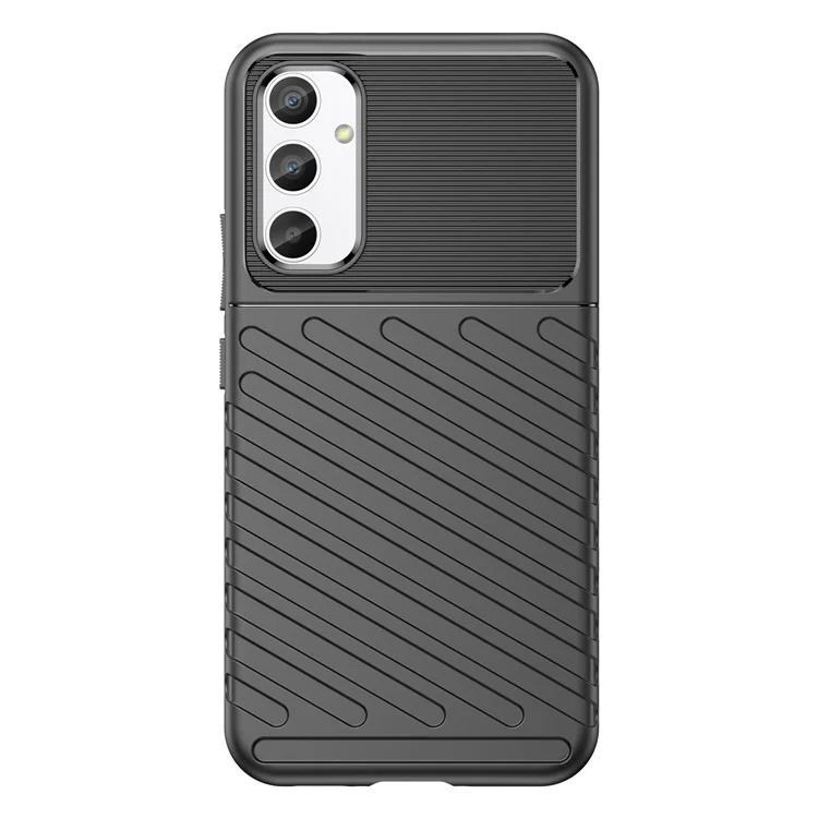 Для Samsung Galaxy A34 5G Thunder Series Thickened TPU Twill Texture Anti-slip Phone Case Shockproof Back Cover - Black