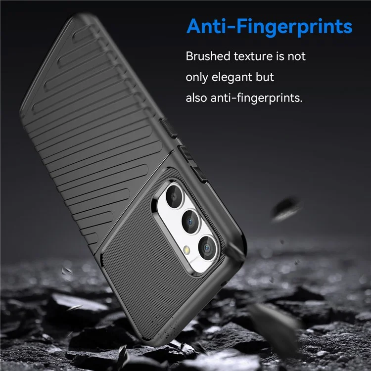 Для Samsung Galaxy A34 5G Thunder Series Thickened TPU Twill Texture Anti-slip Phone Case Shockproof Back Cover - Black