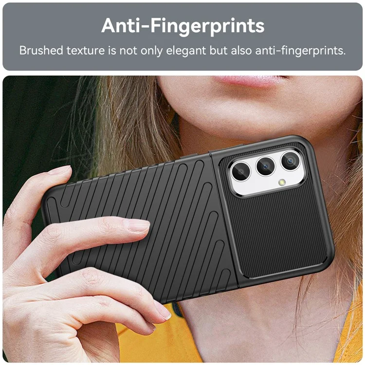 Для Samsung Galaxy A34 5G Thunder Series Thickened TPU Twill Texture Anti-slip Phone Case Shockproof Back Cover - Black