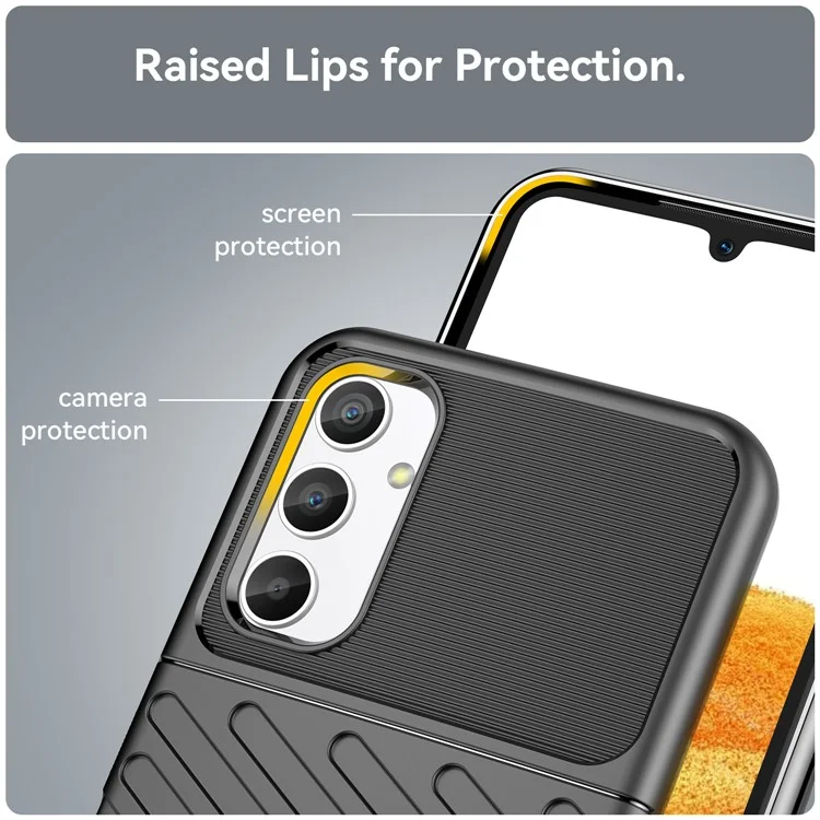 Для Samsung Galaxy A34 5G Thunder Series Thickened TPU Twill Texture Anti-slip Phone Case Shockproof Back Cover - Black