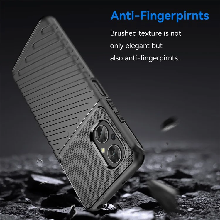 Per Xiaomi Poco M5 4G Thunder Series Custodia protettiva per telefono in TPU rinforzato resistente agli urti - Tessitura a spina di pesce Antiscivolo Protezione - Nero