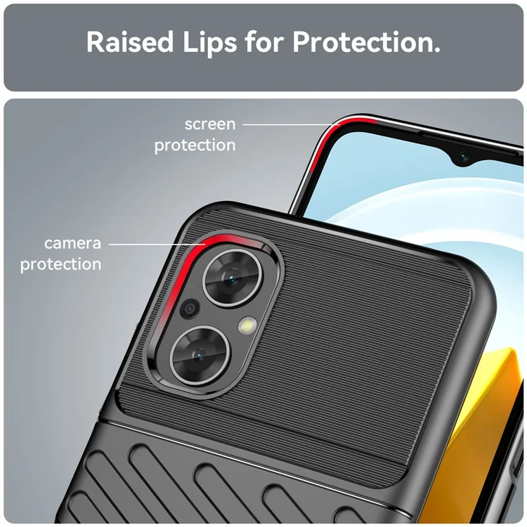 Per Xiaomi Poco M5 4G Thunder Series Custodia protettiva per telefono in TPU rinforzato resistente agli urti - Tessitura a spina di pesce Antiscivolo Protezione - Nero