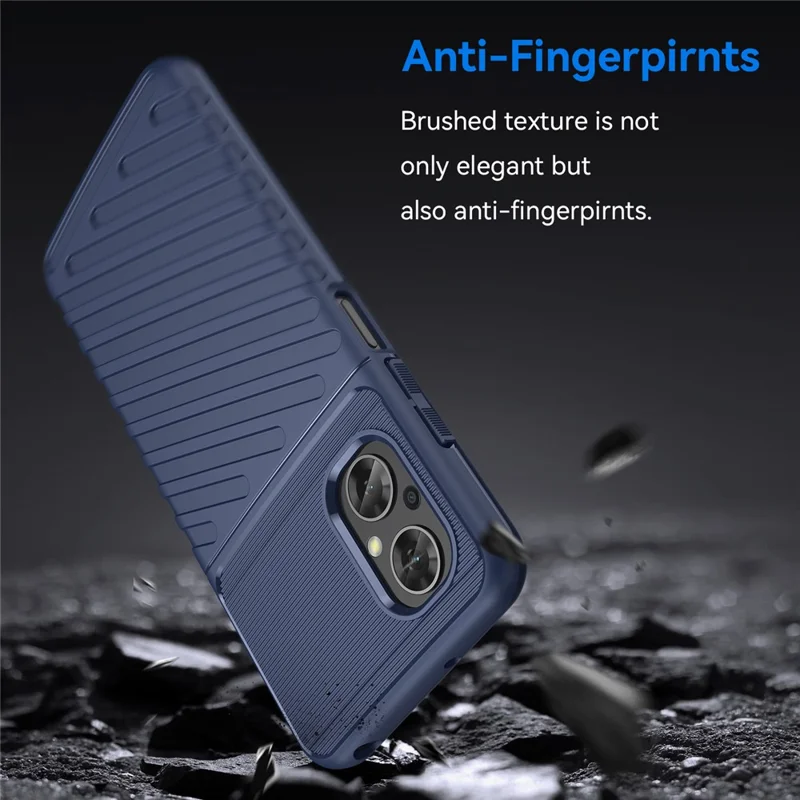 For Xiaomi Poco M5 4G Thunder Series Thickened TPU Drop-proof Phone Case Twill Texture Anti-slip Protective Cover - Blue