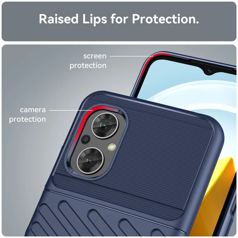 For Xiaomi Poco M5 4G Thunder Series Thickened TPU Drop-proof Phone Case Twill Texture Anti-slip Protective Cover - Blue