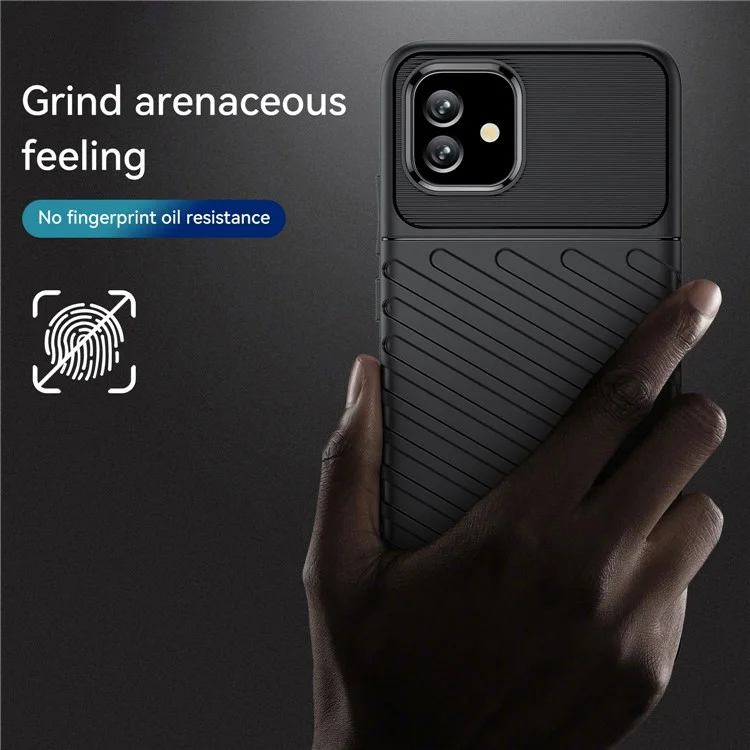 Para Samsung Galaxy A04e 4G / F04 4G / M04 4G Thunder Series Twill Texture Thickened TPU Protective Phone Case Scratch-resistant Smartphone Cover - Negro