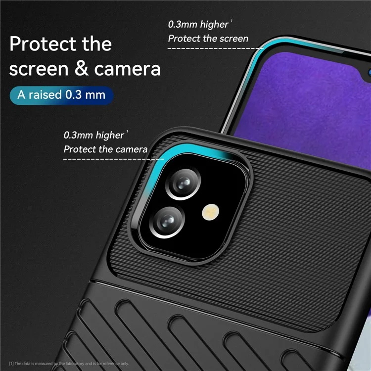 Para Samsung Galaxy A04e 4G / F04 4G / M04 4G Thunder Series Twill Texture Thickened TPU Protective Phone Case Scratch-resistant Smartphone Cover - Negro