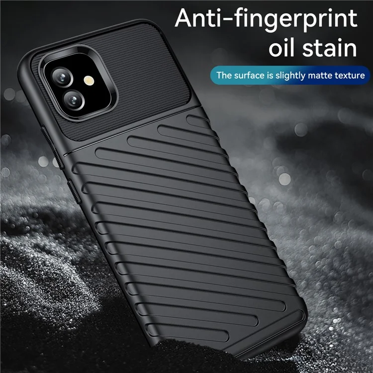 Para Samsung Galaxy A04e 4G / F04 4G / M04 4G Thunder Series Twill Texture Thickened TPU Protective Phone Case Scratch-resistant Smartphone Cover - Negro