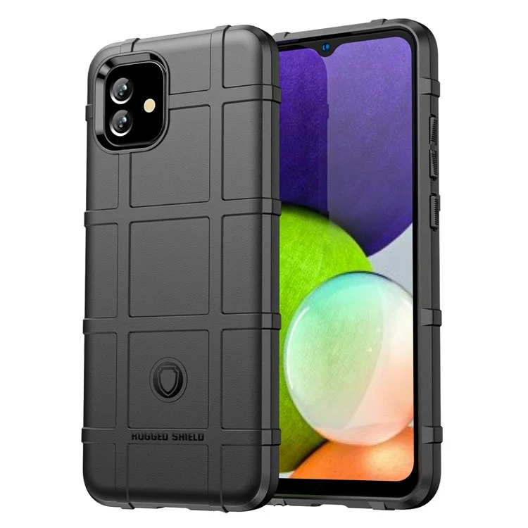 Para Samsung Galaxy A04e 4G / F04 4G / M04 4G Anti-scratch Phone Case Rugged Square Grid Texture Shockproof Soft TPU Back Cover - Black