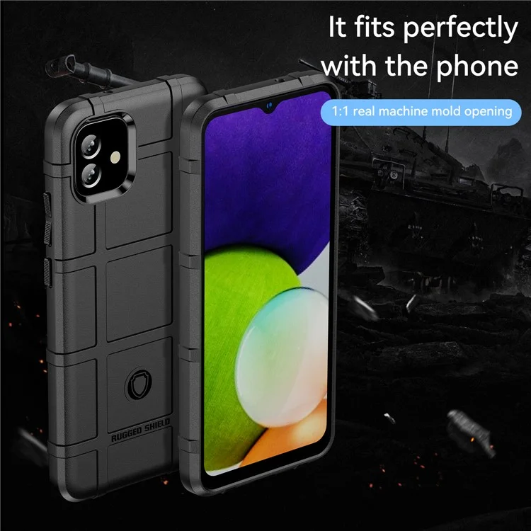 Para Samsung Galaxy A04e 4G / F04 4G / M04 4G Anti-scratch Phone Case Rugged Square Grid Texture Shockproof Soft TPU Back Cover - Black
