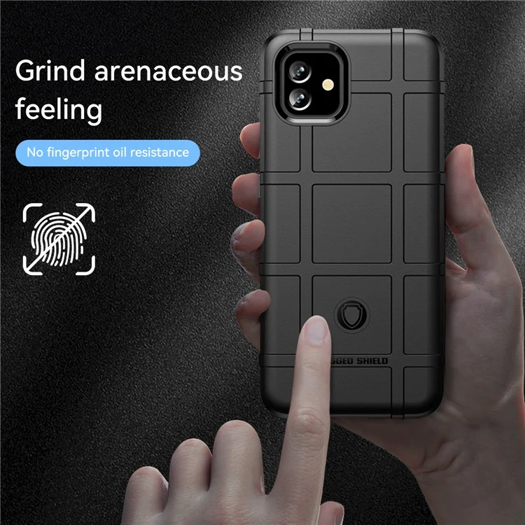Para Samsung Galaxy A04e 4G / F04 4G / M04 4G Anti-scratch Phone Case Rugged Square Grid Texture Shockproof Soft TPU Back Cover - Black