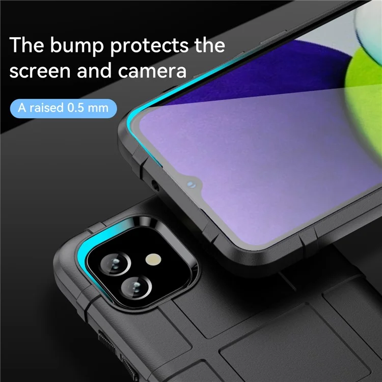 Para Samsung Galaxy A04e 4G / F04 4G / M04 4G Anti-scratch Phone Case Rugged Square Grid Texture Shockproof Soft TPU Back Cover - Black