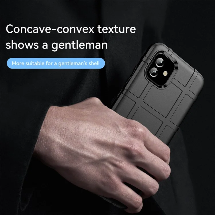 Para Samsung Galaxy A04e 4G / F04 4G / M04 4G Anti-scratch Phone Case Rugged Square Grid Texture Shockproof Soft TPU Back Cover - Black