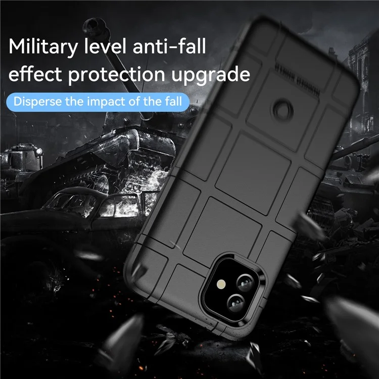 Para Samsung Galaxy A04e 4G / F04 4G / M04 4G Anti-scratch Phone Case Rugged Square Grid Texture Shockproof Soft TPU Back Cover - Black