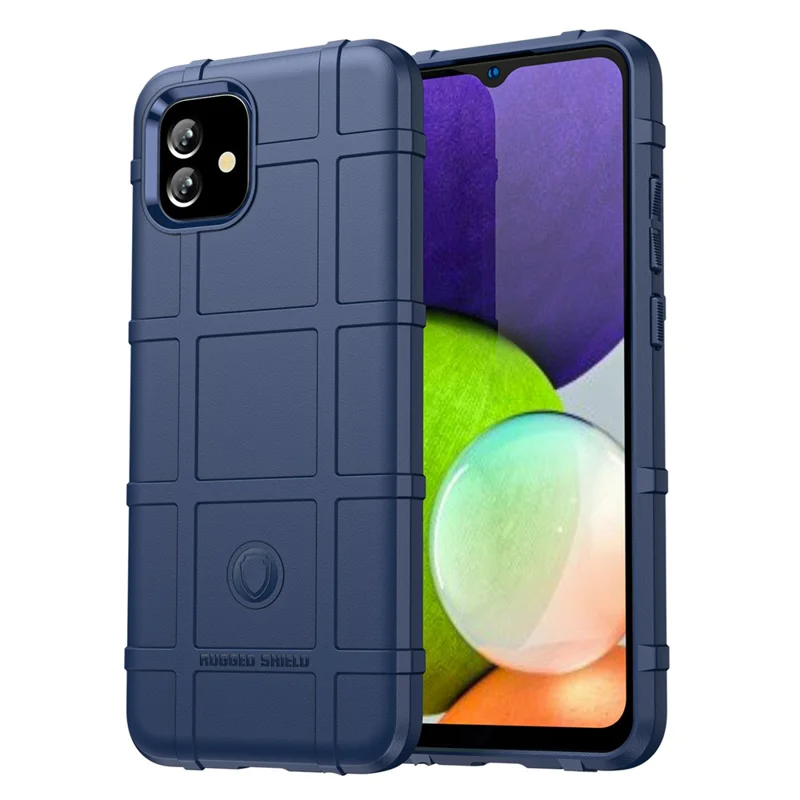 For Samsung Galaxy A04e 4G / F04 4G / M04 4G Anti-scratch Phone Case Rugged Square Grid Texture Shockproof Soft TPU Back Cover - Blue