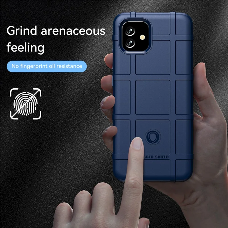 For Samsung Galaxy A04e 4G / F04 4G / M04 4G Anti-scratch Phone Case Rugged Square Grid Texture Shockproof Soft TPU Back Cover - Blue