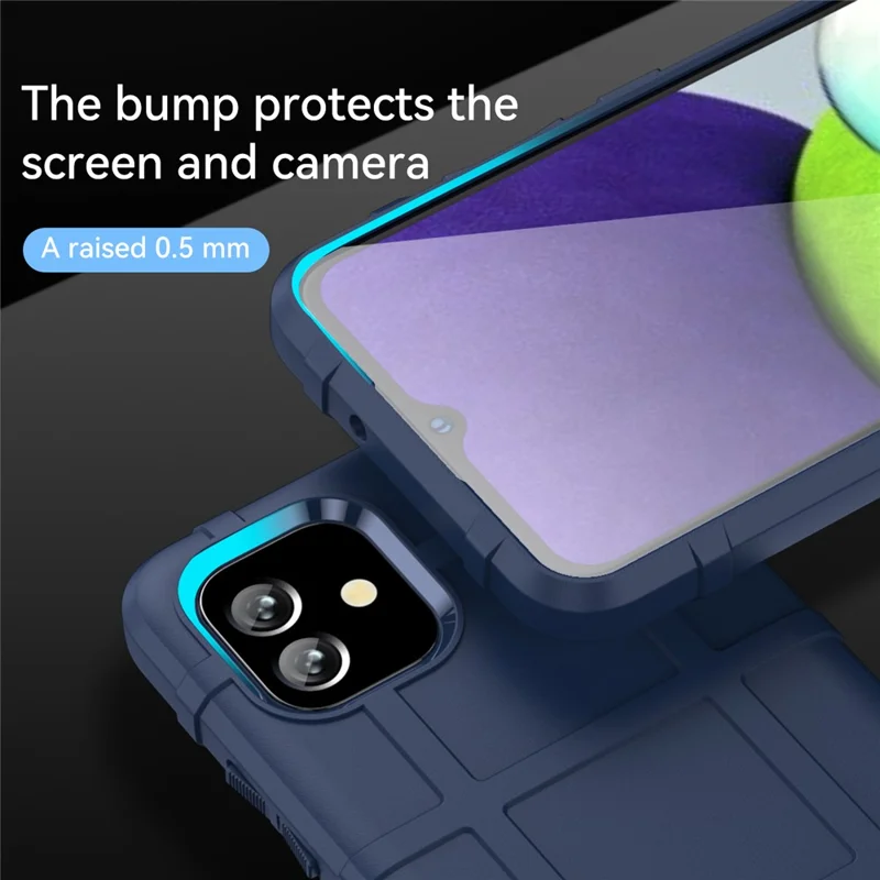 For Samsung Galaxy A04e 4G / F04 4G / M04 4G Anti-scratch Phone Case Rugged Square Grid Texture Shockproof Soft TPU Back Cover - Blue