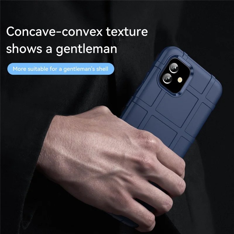 For Samsung Galaxy A04e 4G / F04 4G / M04 4G Anti-scratch Phone Case Rugged Square Grid Texture Shockproof Soft TPU Back Cover - Blue