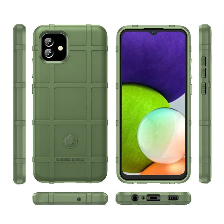 Чехол для Samsung Galaxy A04e 4G / F04 4G / M04 4G, противоударный, с квадратной сеткой, защитный, мягкий TPU - зеленый