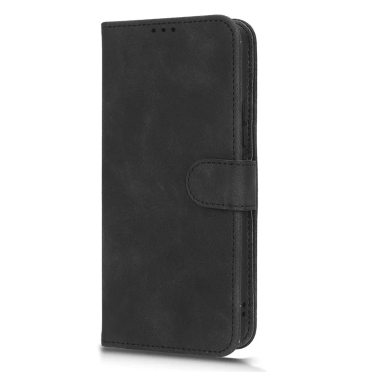 For Xiaomi 13 Pro 5G Skin-touch Feeling Cell Phone Cover Drop-proof Stand Wallet Flip Leather Case with Wrist Strap - Black