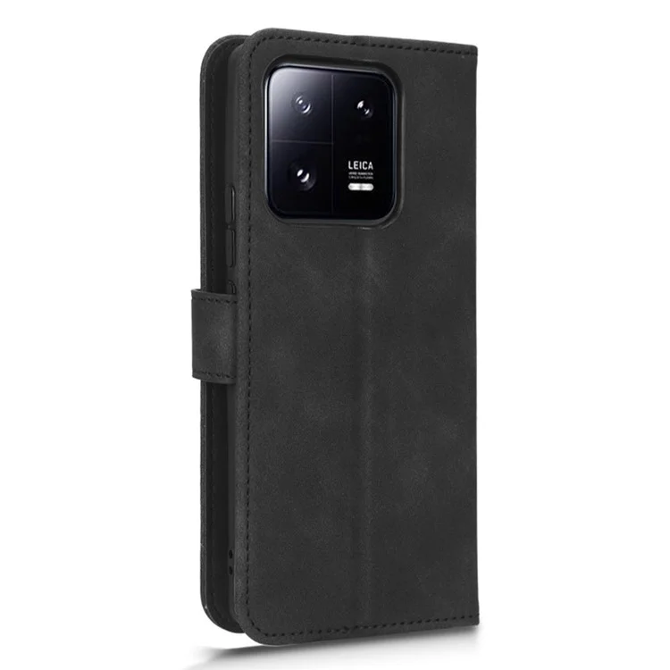 Per Xiaomi 13 Pro 5G Skin-Touch Feeling Cover per telefono cellulare a prova di caduta con portafoglio e stand - Nero