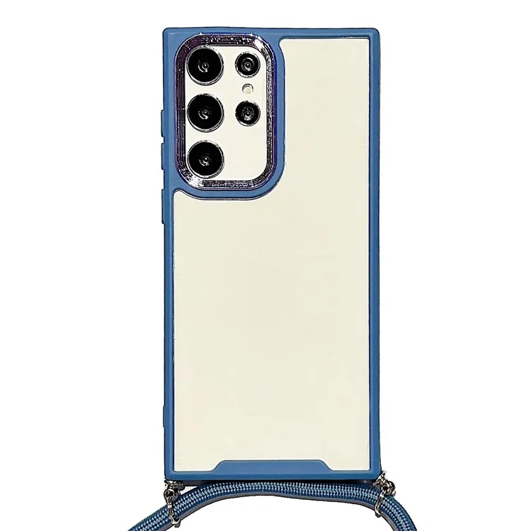 Thickend Phone Case for Samsung Galaxy S23 Ultra, Electroplating Lens Frame TPU + Acrylic Anti-scratch Phone Cover - Blue