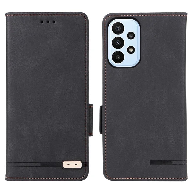 Custodia protettiva per telefono per Samsung Galaxy A23 5G (versione globale) Decoro hardware Chiusura magnetica doppia Supporto per il portafoglio Custodia in pelle PU - Nera
