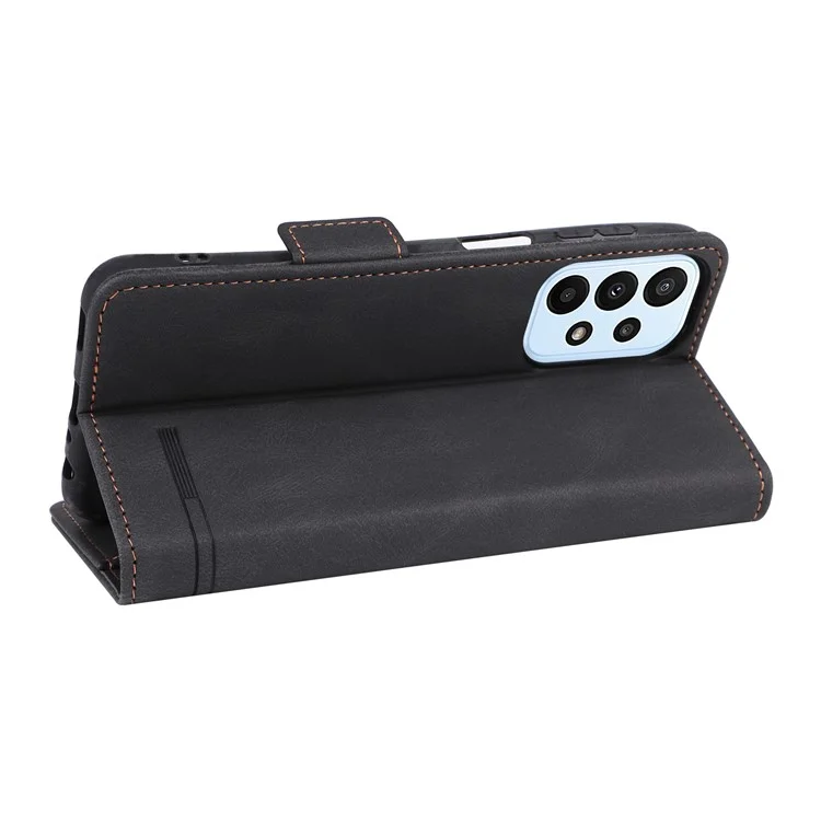 Custodia protettiva per telefono per Samsung Galaxy A23 5G (versione globale) Decoro hardware Chiusura magnetica doppia Supporto per il portafoglio Custodia in pelle PU - Nera