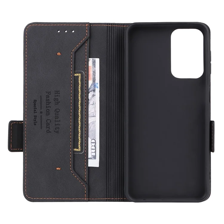 Custodia protettiva per telefono per Samsung Galaxy A23 5G (versione globale) Decoro hardware Chiusura magnetica doppia Supporto per il portafoglio Custodia in pelle PU - Nera