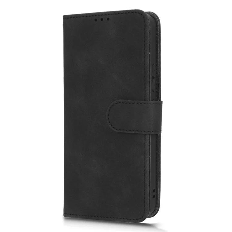 For Samsung Galaxy A34 5G Shockproof Phone Case Skin-Touch Feeling Cell Phone Cover Stand Wallet - Black